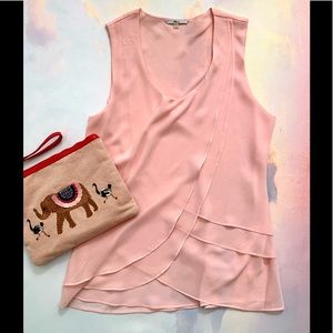 MILANO Pink Crepe Chiffon Flounce Sleeveless Top